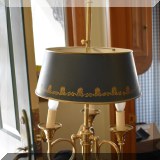 DL43. Brass lamp with horn-shaped arms.